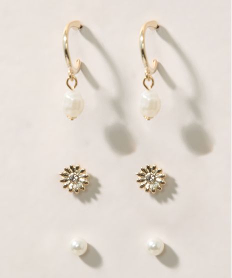 Kit-de-3-Brincos-Femininos-Pequenos-com-Perola-Dourado-9976389-Dourado_1