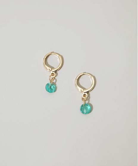 Brinco-Feminino-de-Argola-Pequena-com-Pingente-de-Pedra-Dourado-9976402-Dourado_1
