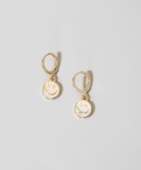 Brinco-Feminino-de-Argola-Pequena-com-Pingente-de-Smile-Dourado-9976479-Dourado_1