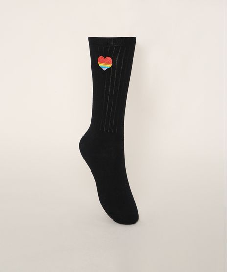 Meia-Feminina-Cano-Alto-com-Bordado-de-Coracao-Preta-9973640-Preto_1