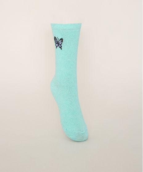 Meia-Feminina-Cano-Alto-com-Bordado-de-Borboleta-Verde-9973641-Verde_1