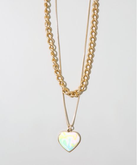 Kit-de-2-Colares-Femininos-com-Pingente-de-Coracao-Dourado-9976399-Dourado_1