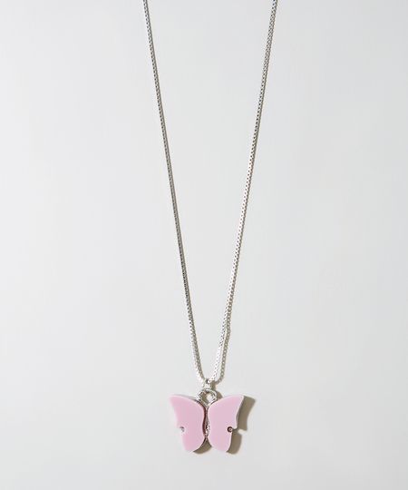 Colar-Feminino-com-Pingente-de-Borboleta-Prateado-9976394-Prateado_1