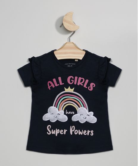 Blusa-Infantil-com-Estampa-Interativa-de-Arco-Iris-Manga-Curta-com-Babado-Azul-Marinho-9967470-Azul_Marinho_1