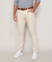 Calca-de-Sarja-Masculina-Slim-com-Cinto-Bege-Claro-9911488-Bege_Claro_1