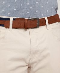 Calca-de-Sarja-Masculina-Slim-com-Cinto-Bege-Claro-9911488-Bege_Claro_2