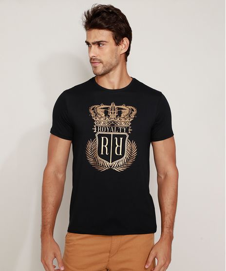 Camiseta-Masculina-Slim--Royalty--Metalizada-Manga-Curta-Gola-Careca-Preta-9968294-Preto_1