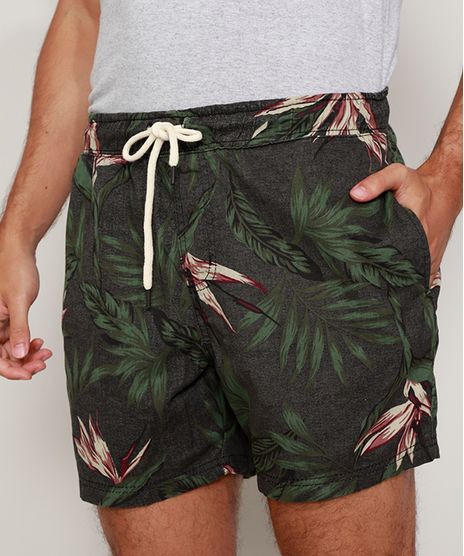 Short-de-Sarja-Masculino-Estampado-Floral-com-Cordao-e-Bolsos-Cinza-Mescla-Escuro-9970588-Cinza_Mescla_Escuro_1