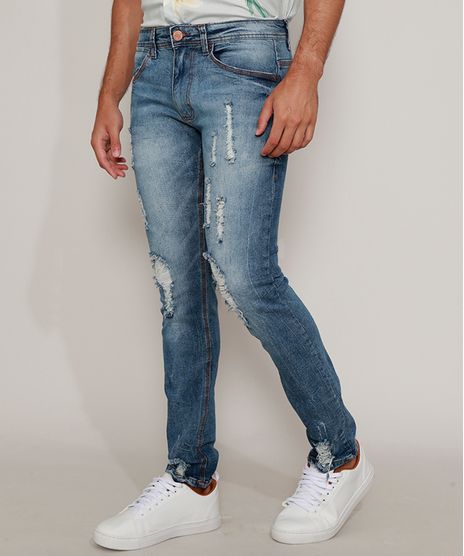 Calca-Jeans-Masculina-Skinny-Destroyed-Azul-Medio-9971133-Azul_Medio_1