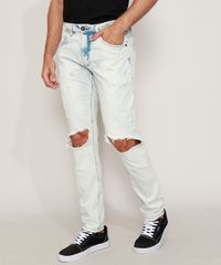Calca-Jeans-Masculina-Skinny-Destroyed-com-Rasgos-no-Joelho-Azul-Claro-9967891-Azul_Claro_1