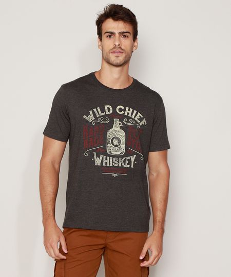 Camiseta-Masculina--Wild-Chief-Whiskey--Manga-Curta-Gola-Careca-Cinza-Mescla-Escuro-9973371-Cinza_Mescla_Escuro_1