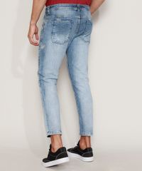 Calca-Jeans-Masculina-Skinny-Cropped-com-Puidos-Azul-Claro-9947629-Azul_Claro_4