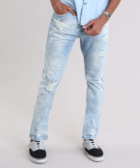 Calca-Jeans-Slim-Comfort-Destroyed-Azul-Claro-8443835-Azul_Claro_1 Calca-Jeans-Slim-Comfort-Destroyed-Azul-Claro-8443835-Azul_Claro_1