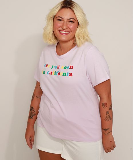 Camiseta-Feminina-Plus-Size--See-You-Soon-In-California--Manga-Curta-Lilas-9972074-Lilas_1