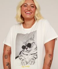 Camiseta-Feminina-Plus-Size--Lazy-Sunday--Manga-Curta-Off-White-9972078-Off_White_4