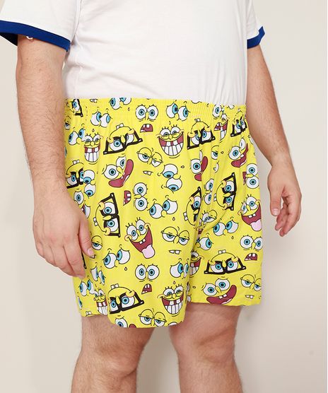 Samba-Cancao-Masculina-Plus-Size-Estampada-Bob-Esponja-Amarela-9964663-Amarelo_1