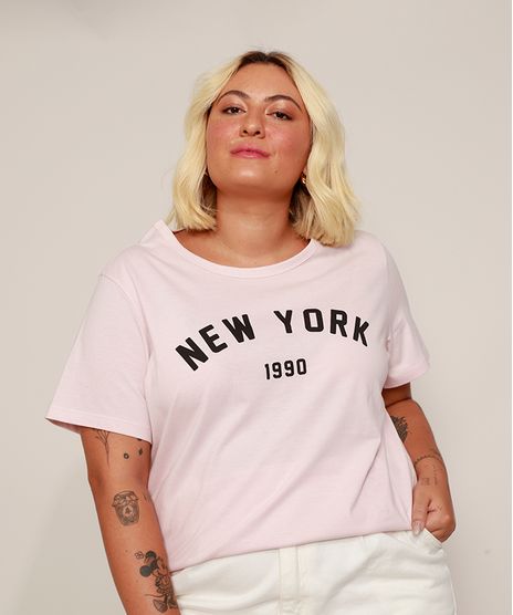 Camiseta-Feminina-Plus-Size--New-York--Manga-Curta-Rosa-Claro-9972079-Rosa_Claro_1