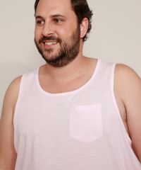 Regata-Masculina-Plus-Size-com-Bolso-Rosa-Claro-9975320-Rosa_Claro_5