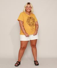 Camiseta-Feminina-Plus-Size-Leao-Manga-Curta-Mostarda-9972076-Mostarda_3