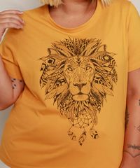 Camiseta-Feminina-Plus-Size-Leao-Manga-Curta-Mostarda-9972076-Mostarda_4