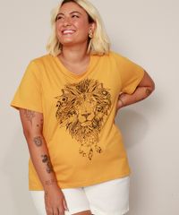 Camiseta-Feminina-Plus-Size-Leao-Manga-Curta-Mostarda-9972076-Mostarda_6