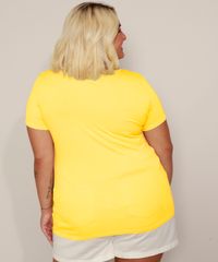 Camiseta-Feminina-Plus-Size-Basica-com-Vazado-Manga-Curta-Amarela-9976206-Amarelo_2