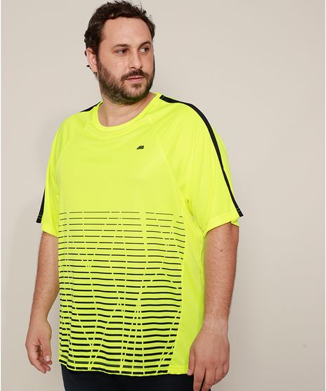 Camiseta-Masculina-Plus-Size-Esportiva-Ace-com-Recortes-e-Listras-Manga-Curta-Gola-Careca-Amarela-Neon-9970666-Amarelo_Neon_1