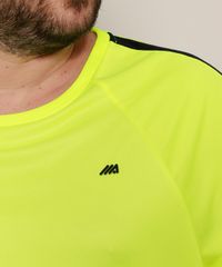 Camiseta-Masculina-Plus-Size-Esportiva-Ace-com-Recortes-e-Listras-Manga-Curta-Gola-Careca-Amarela-Neon-9970666-Amarelo_Neon_2