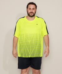 Camiseta-Masculina-Plus-Size-Esportiva-Ace-com-Recortes-e-Listras-Manga-Curta-Gola-Careca-Amarela-Neon-9970666-Amarelo_Neon_3