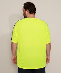 Camiseta-Masculina-Plus-Size-Esportiva-Ace-com-Recortes-e-Listras-Manga-Curta-Gola-Careca-Amarela-Neon-9970666-Amarelo_Neon_4