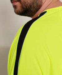 Camiseta-Masculina-Plus-Size-Esportiva-Ace-com-Recortes-e-Listras-Manga-Curta-Gola-Careca-Amarela-Neon-9970666-Amarelo_Neon_5