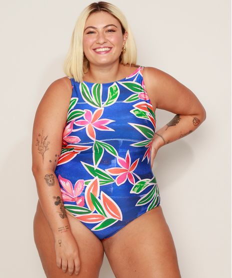 Maio-Plus-Size-Estampado-Floral-com-Bojo-Sem-Aro-Protecao-UV50--Multicor-9974531-Multicor_1