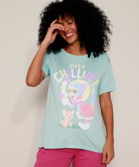 Camiseta-Feminina-Tom-e-Jerry--Just-Chillin---Manga-Curta-Decote-Redondo-Azul-Claro-9960127-Azul_Claro_7
