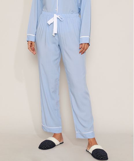 Calca-de-Pijama-Feminina-com-Vivo-Contrastante-e-Laco-Azul-Claro-9970115-Azul_Claro_1