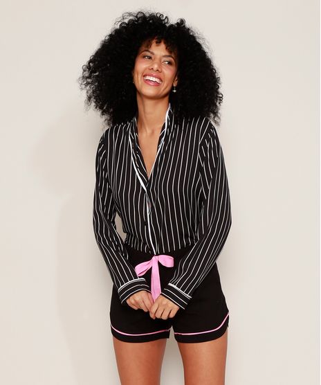 Short-de-Pijama-Feminino-com-Vivo-Contrastante-e-Laco-Preto-9970116-Preto_1