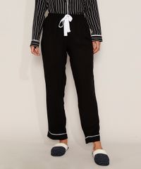 Calca-de-Pijama-Feminina-com-Vivo-Contrastante-e-Laco-Preta-9975180-Preto_1
