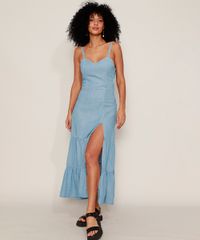 Vestido-Jeans-Feminino-Midi-com-Recortes-e-Fenda-Alca-Laco-Azul-Claro-9982435-Azul_Claro_1