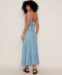 Vestido-Jeans-Feminino-Midi-com-Recortes-e-Fenda-Alca-Laco-Azul-Claro-9982435-Azul_Claro_2