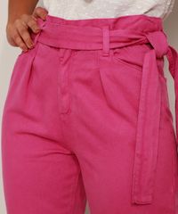 Calca-de-Sarja-Feminina-Mom-Clochard-Cintura-Super-Alta-com-Faixa-para-Amarrar-Rosa-Escuro-9982208-Rosa_Escuro_5