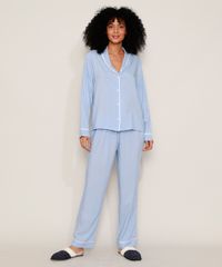 Camisa-de-Pijama-Feminina-com-Vivo-Contrastante-Manga-Longa-Azul-Claro-9970117-Azul_Claro_1