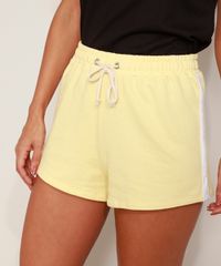 Short-de-Moletom-Feminino-Cintura-Media-com-Cordao-e-Faixa-Lateral-Amarelo-9975741-Amarelo_1 Short-de-Moletom-Feminino-Cintura-Media-com-Cordao-e-Faixa-Lateral-Amarelo-9975741-Amarelo_1