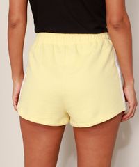 Short-de-Moletom-Feminino-Cintura-Media-com-Cordao-e-Faixa-Lateral-Amarelo-9975741-Amarelo_2