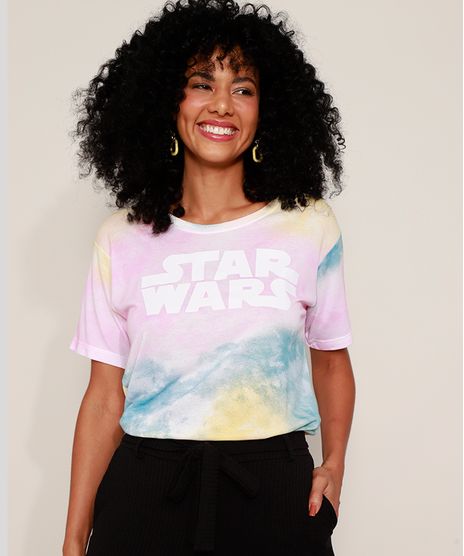 Camiseta-Feminina-Star-Wars-Estampada-Tie-Dye-Manga-Curta-Decote-Redondo-Multicor-9960769-Multicor_1