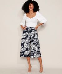 Calca-Feminina-Pantacourt-Cintura-Alta-Estampada-de-Folhagem-com-Bolsos-e-Amarracao-Azul-Marinho-9975494-Azul_Marinho_3