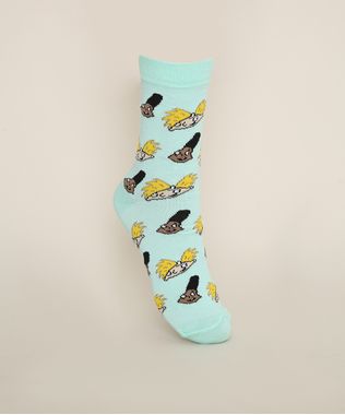 Meia-Feminina-Cano-Alto-Estampada-Hey-Arnold-Verde-Claro-9973262-Verde_Claro_1