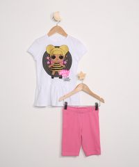 Conjunto-Infantil-de-Blusa-Lol-Surprise-com-Glitter-Manga-Curta-Branca---Bermuda-Biker-Rosa-9965405-Rosa_5