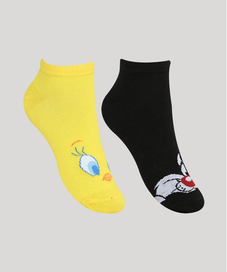 Kit-de-2-Meias-Femininas-Cano-Baixo-Piu-Piu-e-Frajola-Multicor-9973265-Multicor_1