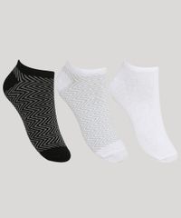 Kit-de-3-Meias-Femininas-Cano-Baixo-Estampado-Chevron-Branco-9973647-Branco_1