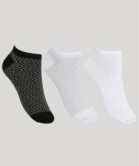 Kit-de-3-Meias-Femininas-Cano-Baixo-Estampado-Chevron-Branco-9973647-Branco_1