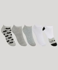 Kit-de-5-Meias-Femininas-Cano-Baixo-Gatinhos-Cinza-9973651-Cinza_1